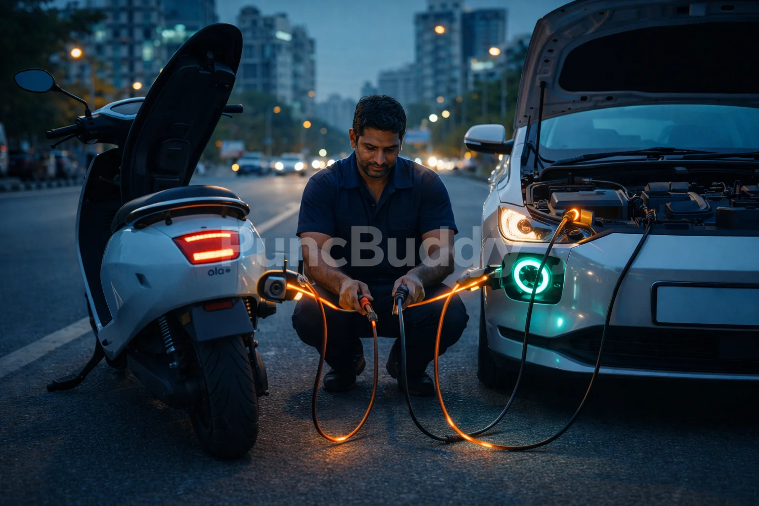 Car EV Battery Jump Start in HSR Layout Bangalore - PuncBuddy technician